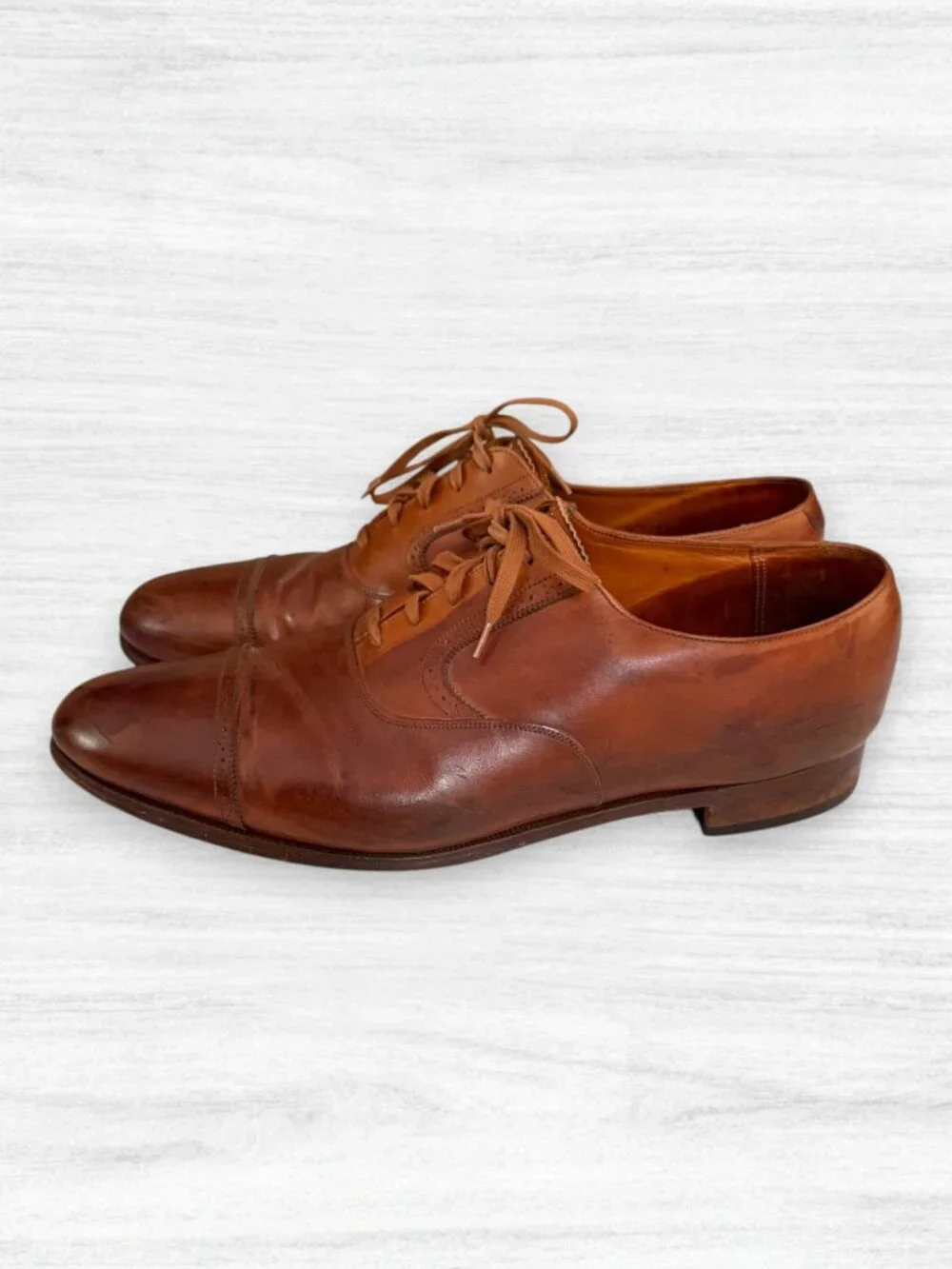 Polo Ralph Lauren Made in England Brown Leather Cap Toe Oxford Shoes 12